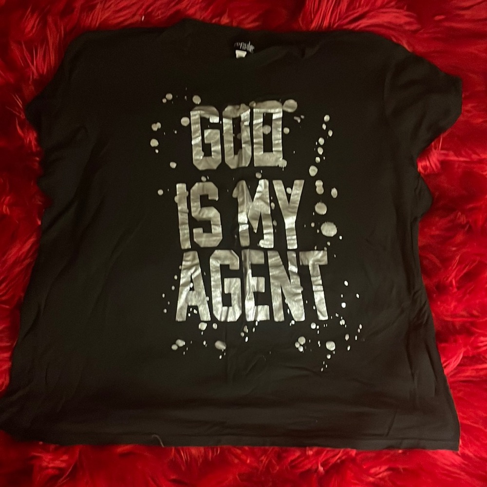 Black and silver graphic tee